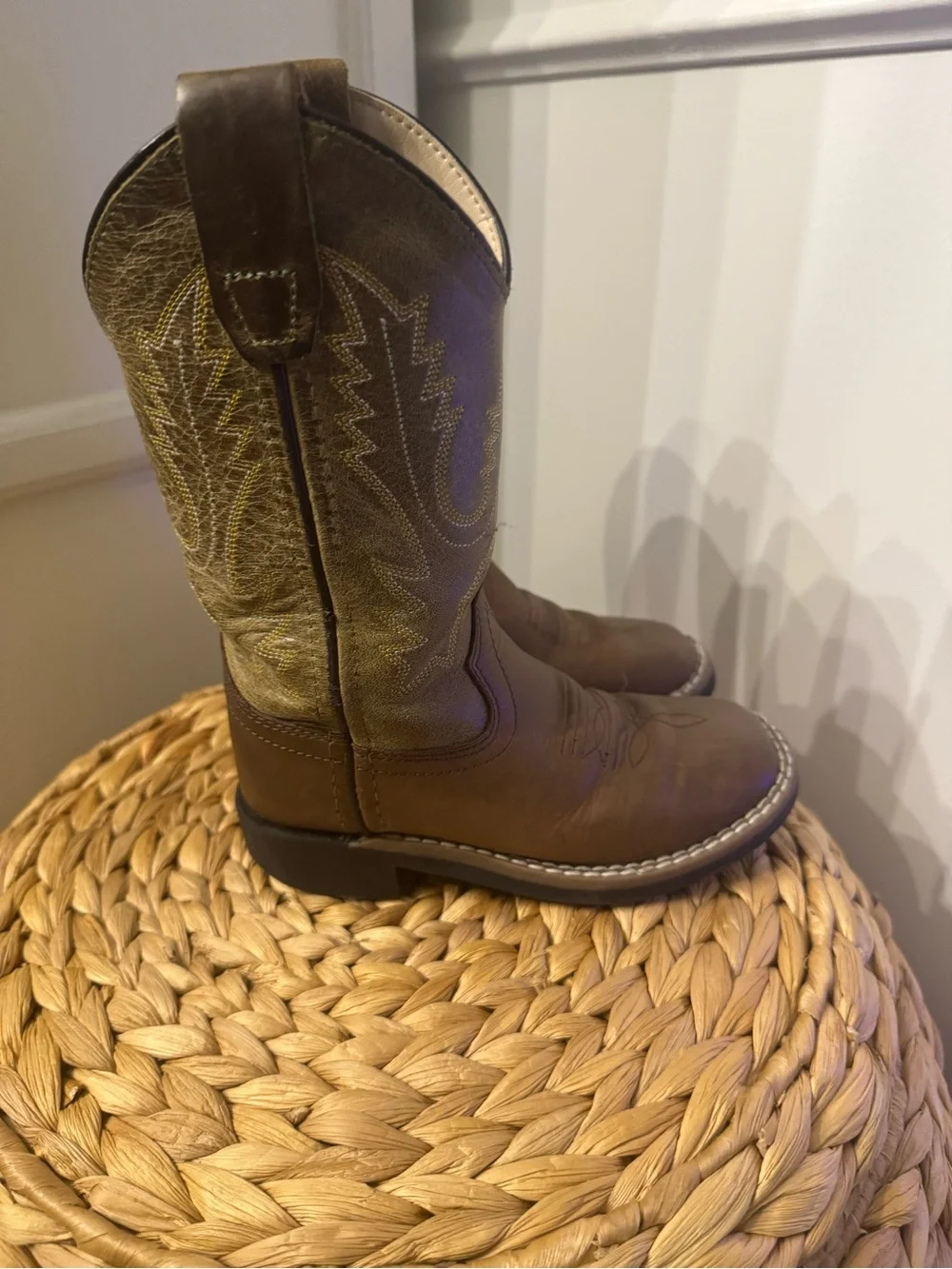 Kids Brown Western Cowboy Boots - Classic Embroidered Pull-On